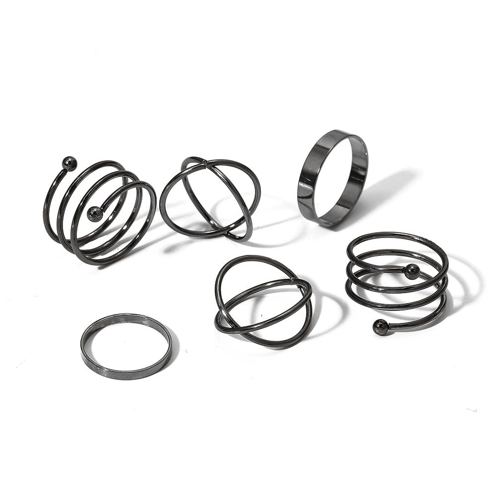 Joint Ring Wholesale Creative Simple Stacked Spiral Ring Set 6 Piece Set