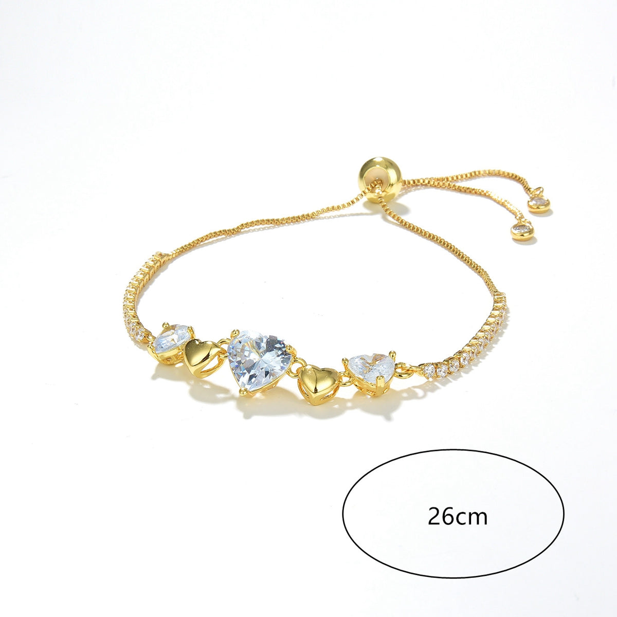 Fashion Heart Shape Copper Bracelets Gold Plated Zircon Copper Bracelets 1 Piece