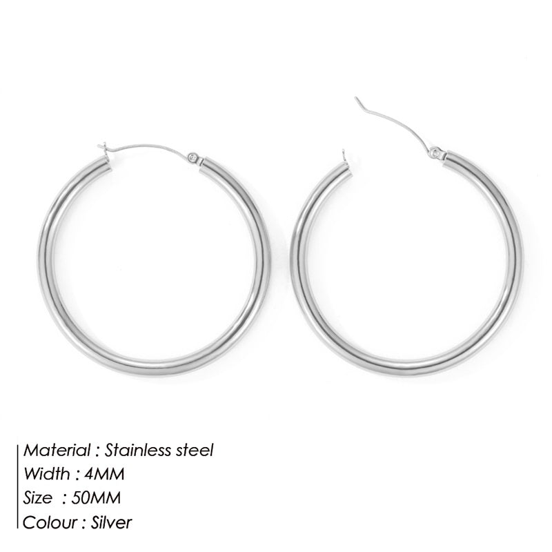 Fashion Geometric Plating Stainless Steel Hoop Earrings