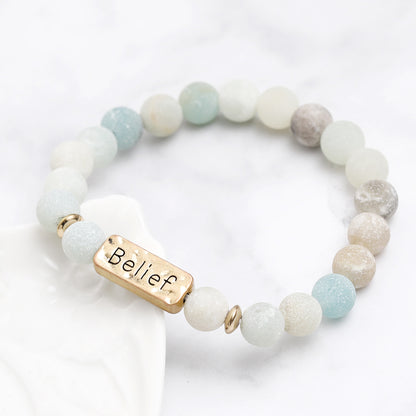 Retro Letter Natural Stone Beaded Unisex Bracelets