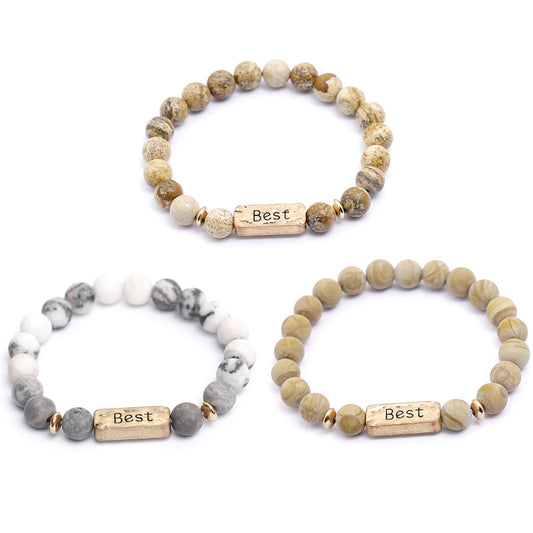 Vintage Style Letter Natural Stone Bracelets Beaded 1 Piece