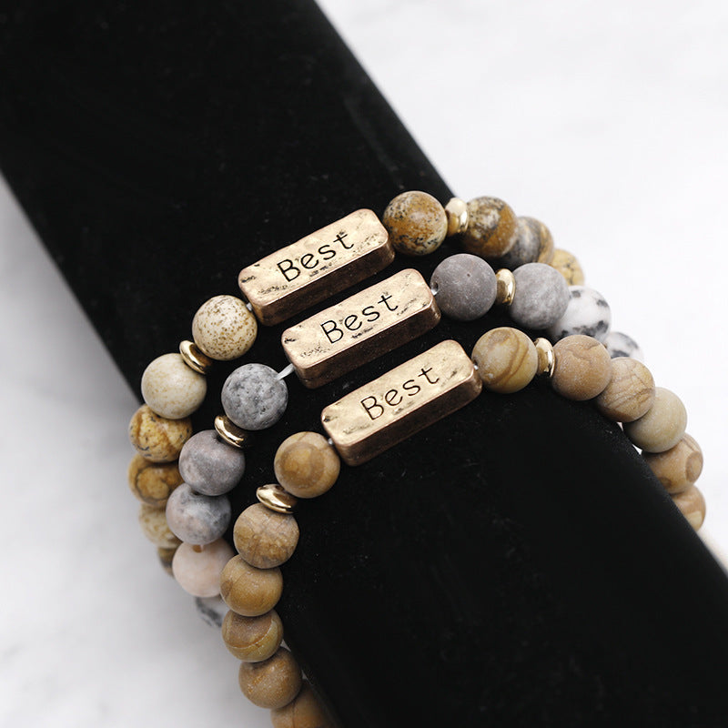 Vintage Style Letter Natural Stone Bracelets Beaded 1 Piece