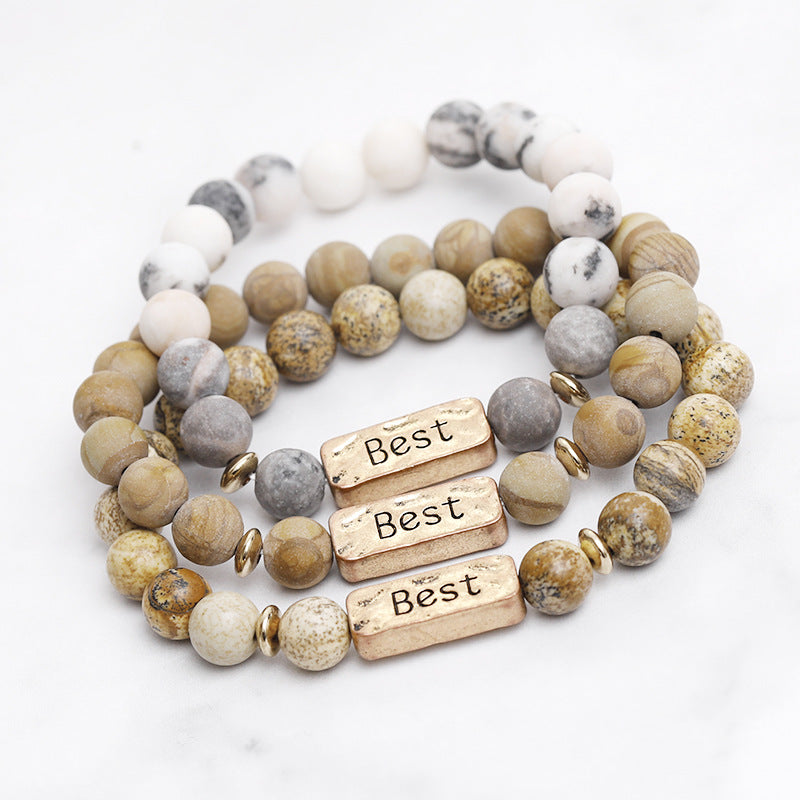 Vintage Style Letter Natural Stone Bracelets Beaded 1 Piece