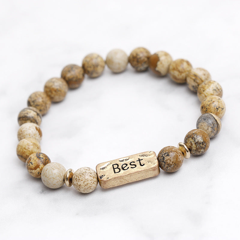 Vintage Style Letter Natural Stone Bracelets Beaded 1 Piece