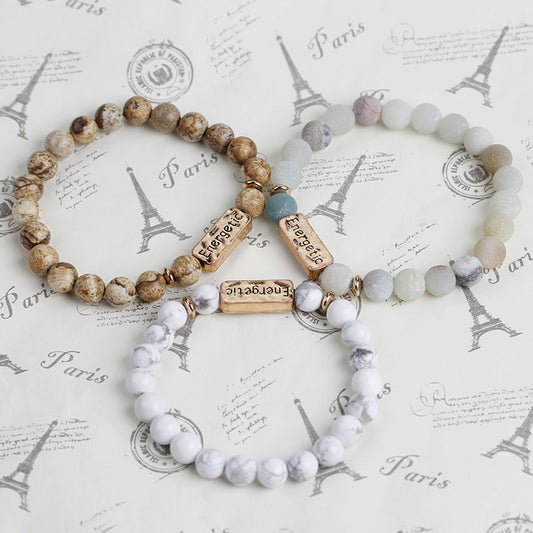 Vintage Style Letter Natural Stone Bracelets Beaded 1 Piece