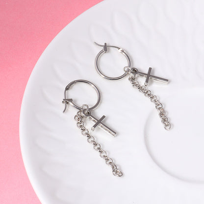 Punk Cross Chain Alloy Drop Earrings