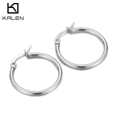 Simple Style Circle Stainless Steel Hoop Earrings Plating Metal Stainless Steel Earrings