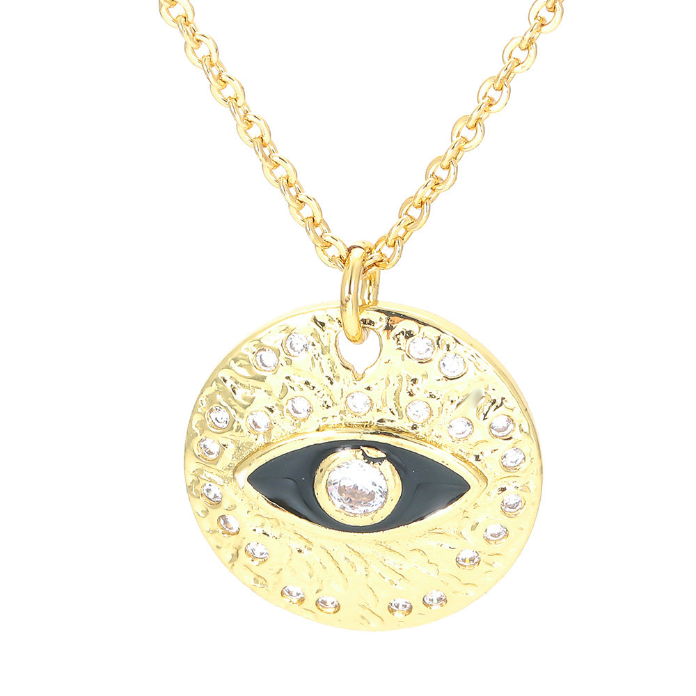 Fashion Devil's Eye Copper Pendant Necklace Enamel Copper Necklaces