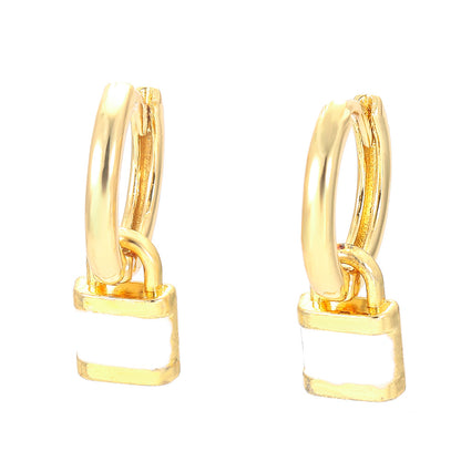 Novelty Lock Copper Drop Earrings Enamel Plating Copper Earrings