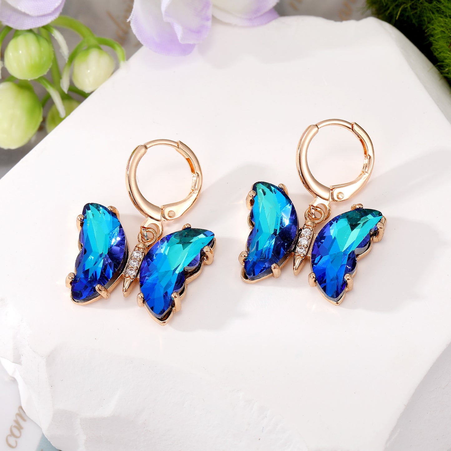 Wholesale Jewelry 1 Pair Simple Style Butterfly Alloy Artificial Crystal Drop Earrings