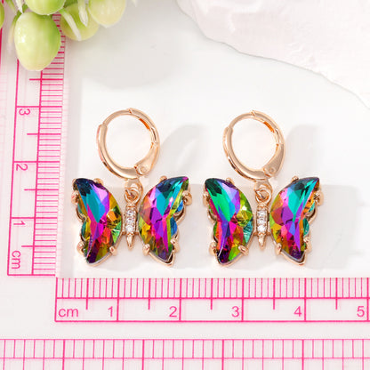 Wholesale Jewelry 1 Pair Simple Style Butterfly Alloy Artificial Crystal Drop Earrings