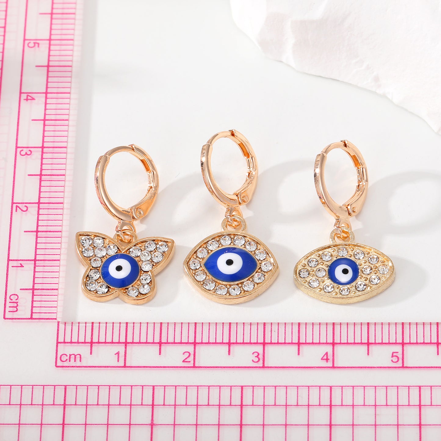 Wholesale Jewelry 1 Pair Retro Devil's Eye Butterfly Alloy Rhinestones Drop Earrings