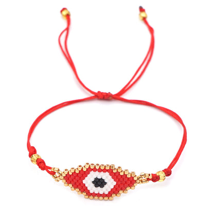 Fashion Geometric Devil's Eye Beaded Alloy Rope Knitting Bracelets