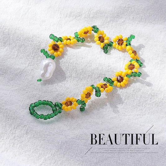 Fashion Flower Glass Beaded Pearl Bracelets 1 Piece