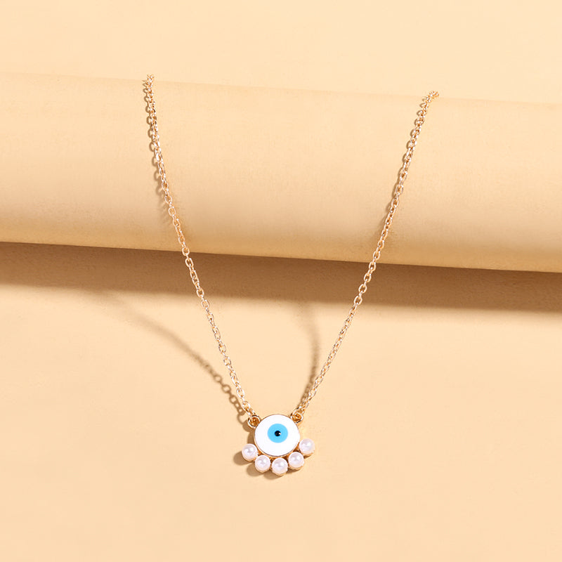Retro Devil's Eye Alloy Enamel Artificial Pearls Bracelets Earrings Necklace