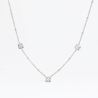 Elegant Geometric Stainless Steel Necklace Plating Zircon Stainless Steel Necklaces