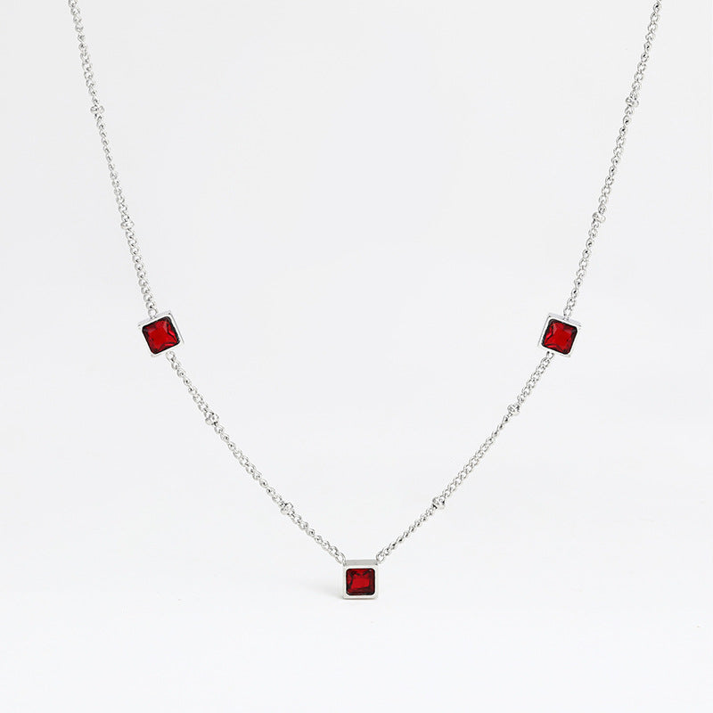 Elegant Geometric Stainless Steel Necklace Plating Zircon Stainless Steel Necklaces