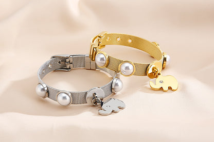 New Stainless Steel Shell Pearl Jewelry Plating 18k Bear Bracelet