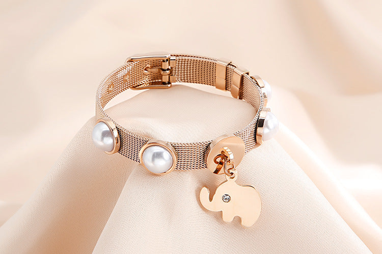 New Stainless Steel Shell Pearl Jewelry Plating 18k Bear Bracelet