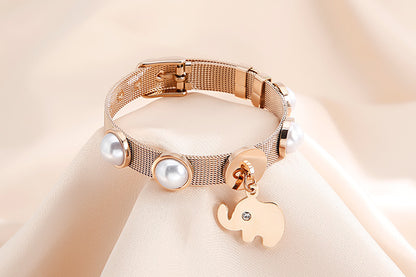 New Stainless Steel Shell Pearl Jewelry Plating 18k Bear Bracelet