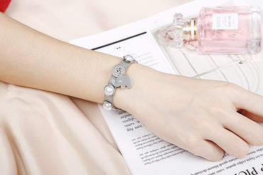 New Stainless Steel Shell Pearl Jewelry Plating 18k Bear Bracelet