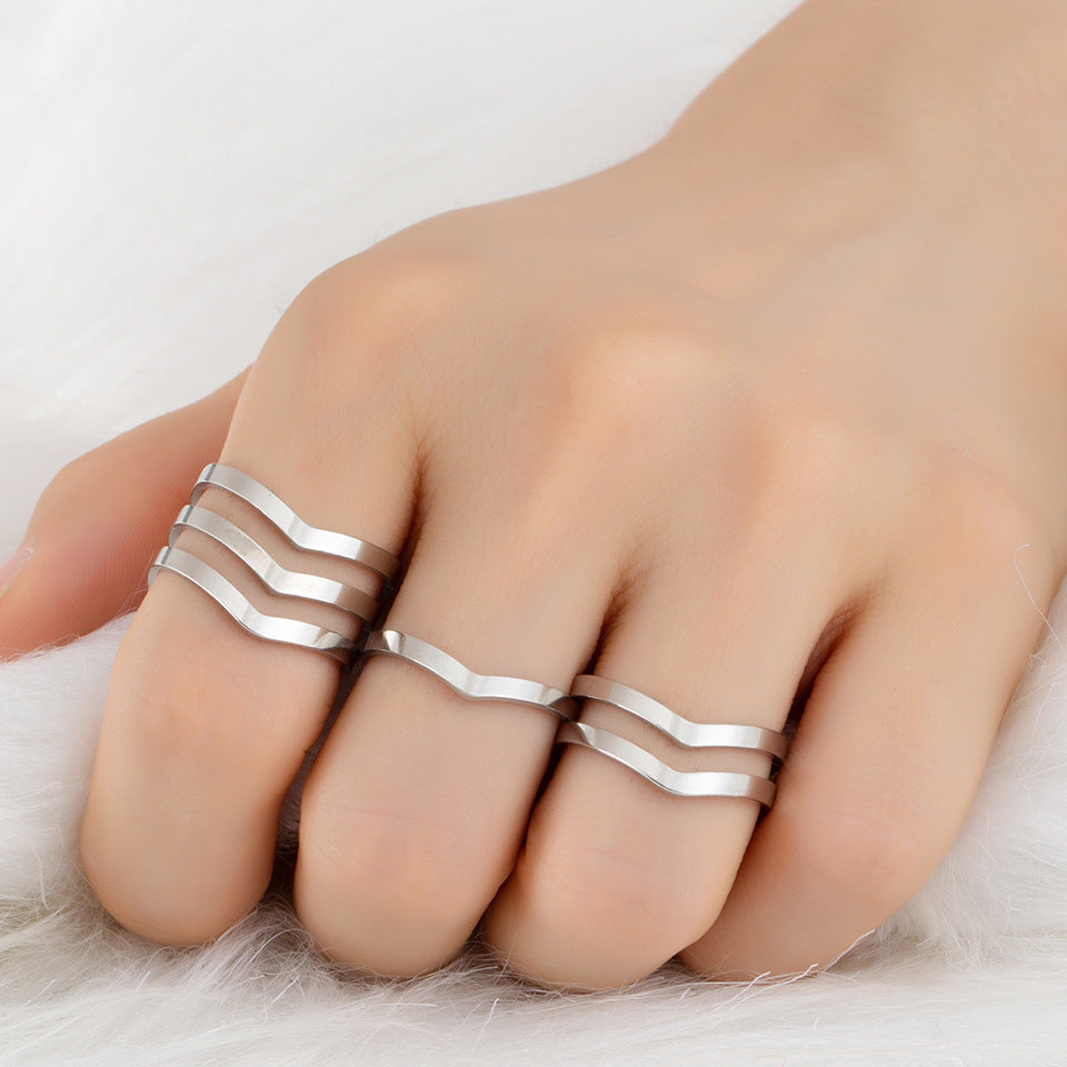 Simple Style Geometric Stainless Steel Open Rings