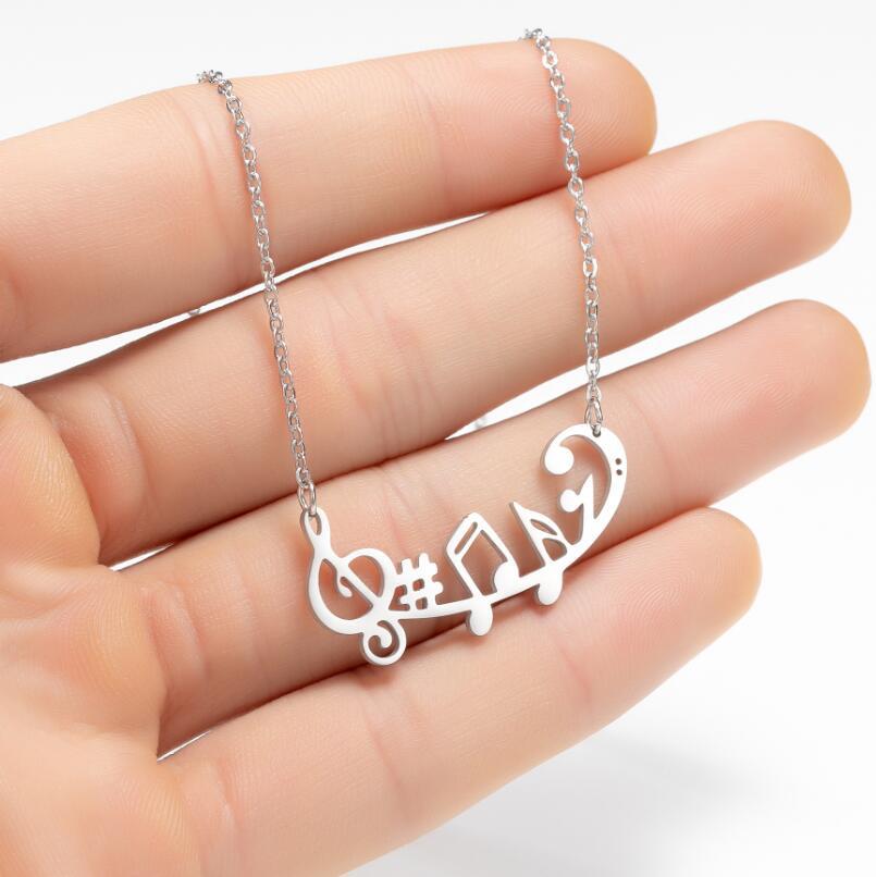 1 Piece Fashion Notes Titanium Steel Plating Necklace