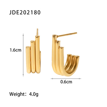 Fashion U Shape Stainless Steel Ear Studs Gold Plated Stainless Steel Earrings