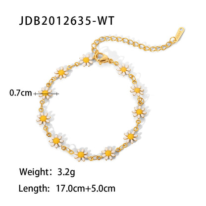 Wholesale Jewelry Fashion Flower 304 Stainless Steel Gold Plated Bracelets Necklace