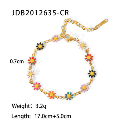 Wholesale Jewelry Fashion Flower 304 Stainless Steel Gold Plated Bracelets Necklace