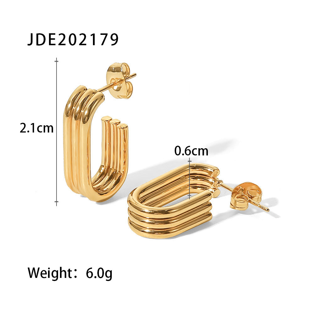 Fashion U Shape Stainless Steel Ear Studs Gold Plated Stainless Steel Earrings