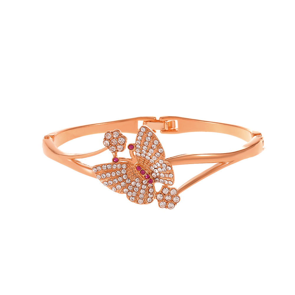 Retro Butterfly Alloy Inlay Rhinestones Bangle