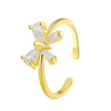 Fashion Geometric Bow Knot Copper Rings Inlay Zircon Copper Rings