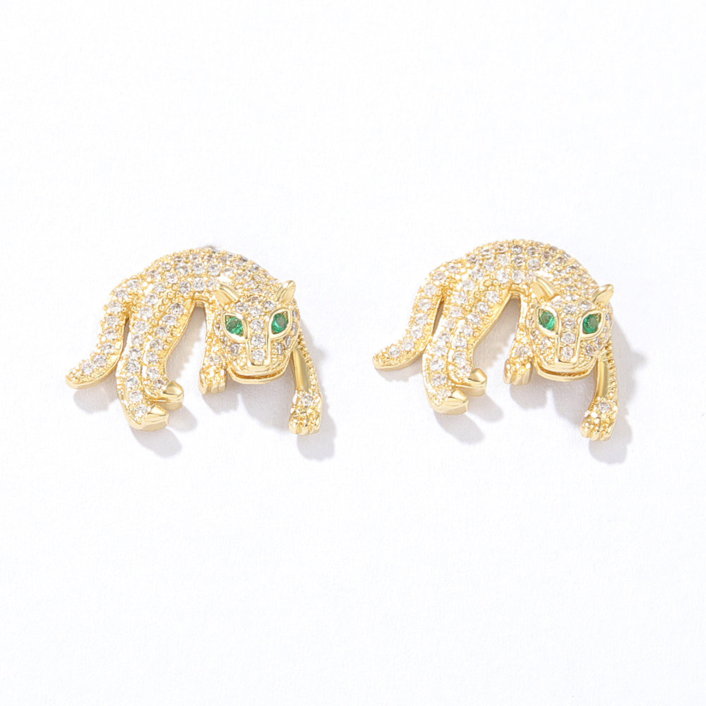 Simple Style Leopard Copper Ear Studs Gold Plated Zircon Copper Earrings