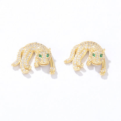 Simple Style Leopard Copper Ear Studs Gold Plated Zircon Copper Earrings