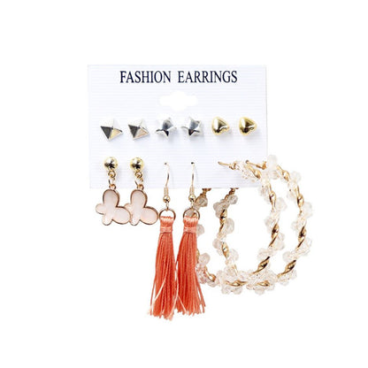 Fashion Geometric Tassel Butterfly Alloy Inlay Artificial Pearls Rhinestones Earrings