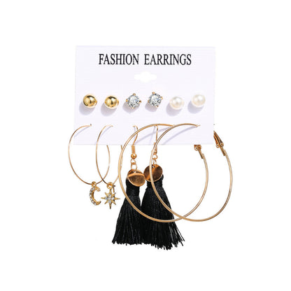 Fashion Geometric Tassel Butterfly Alloy Inlay Artificial Pearls Rhinestones Earrings