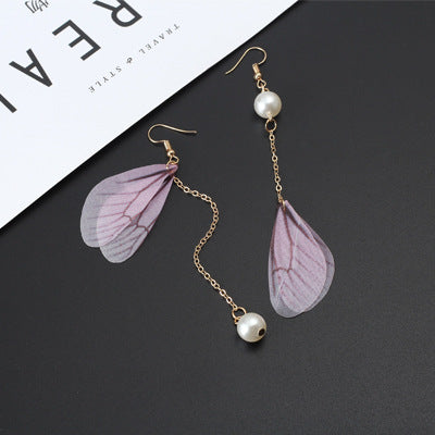 Fashion Wings Alloy Pearl Drop Earrings