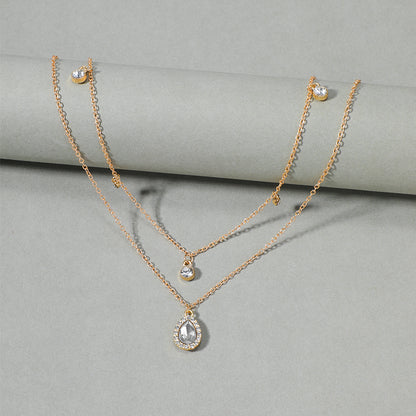 Fashion Water Droplets Alloy Inlay Rhinestones Necklace