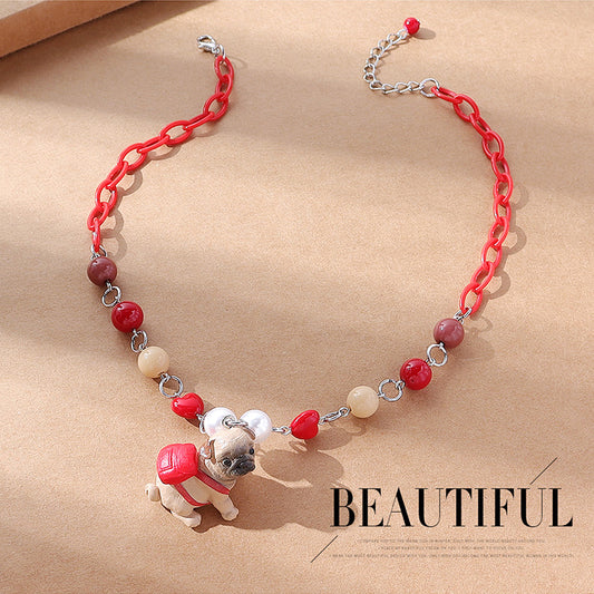 Fashion Dog Resin Beaded Necklace 1 Piece