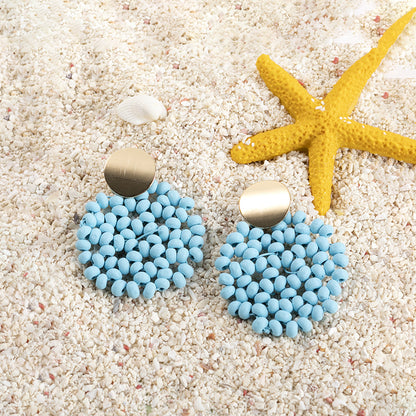 Vacation Solid Color Rattan Drop Earrings