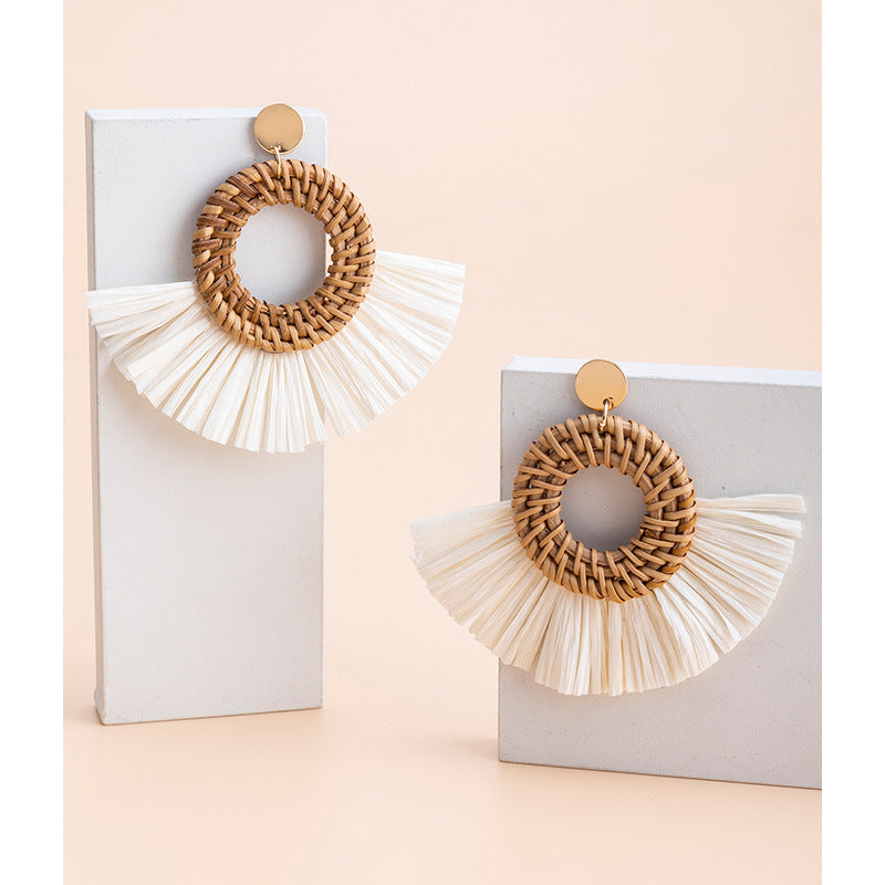 Beach Sector Rattan Drop Earrings