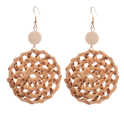 Vacation Solid Color Rattan Drop Earrings