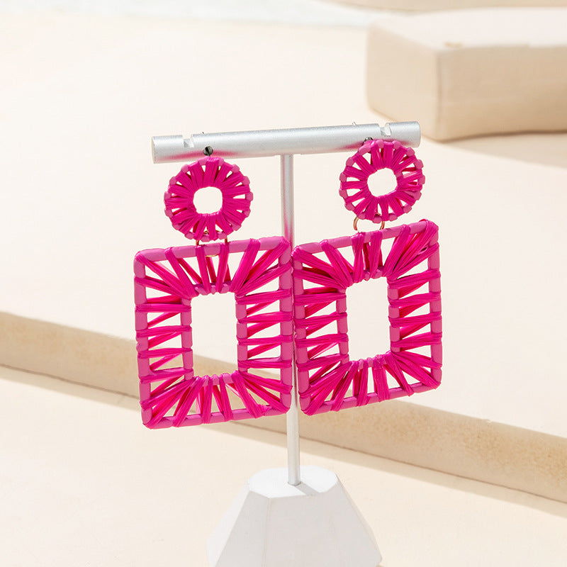 Retro Solid Color Wax Line Drop Earrings