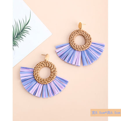 Beach Sector Rattan Drop Earrings