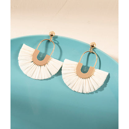 Beach Sector Rattan Drop Earrings