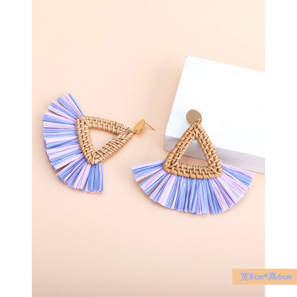 Beach Sector Rattan Drop Earrings