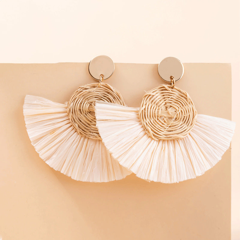 Beach Sector Rattan Drop Earrings