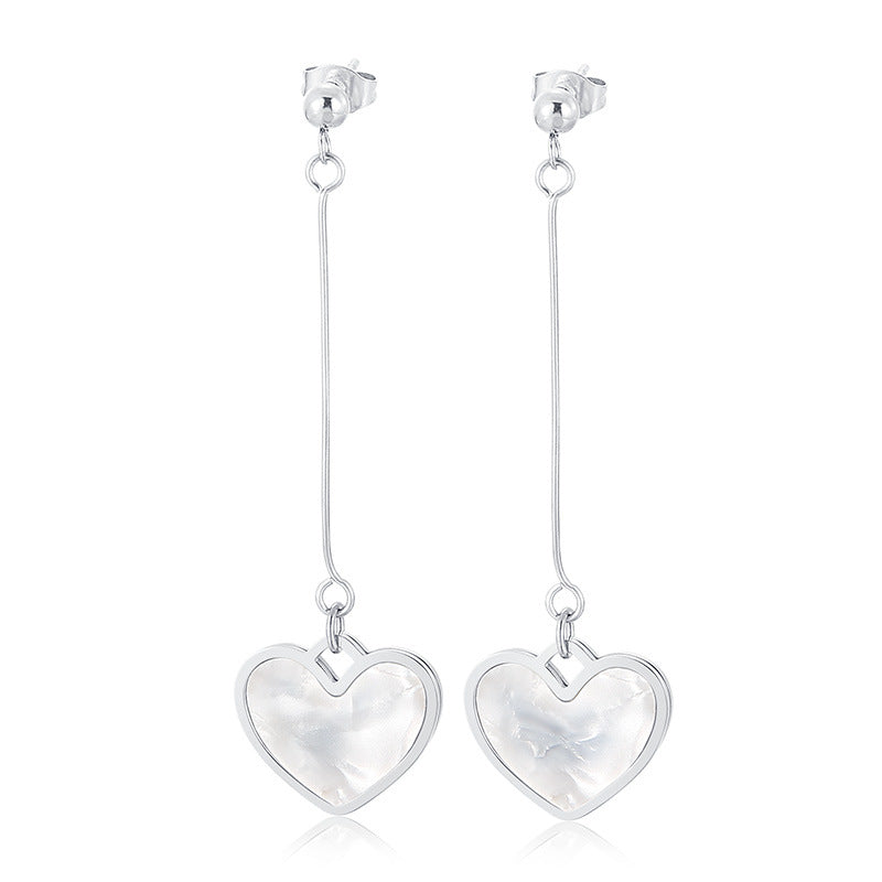 Ins Style Retro Fashion Heart Stainless Steel Plating No Inlaid Earrings