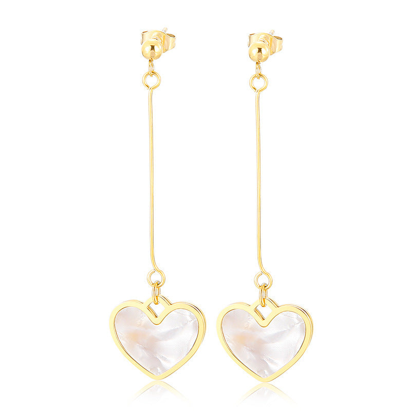 Ins Style Retro Fashion Heart Stainless Steel Plating No Inlaid Earrings